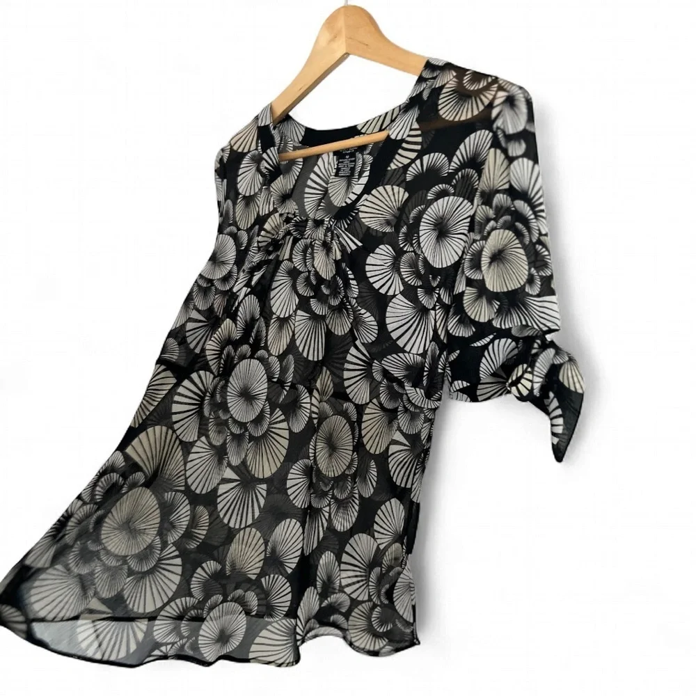 Fabulous Bob Mackie Black and White Art Deco Blouse - Picture 3 of 4